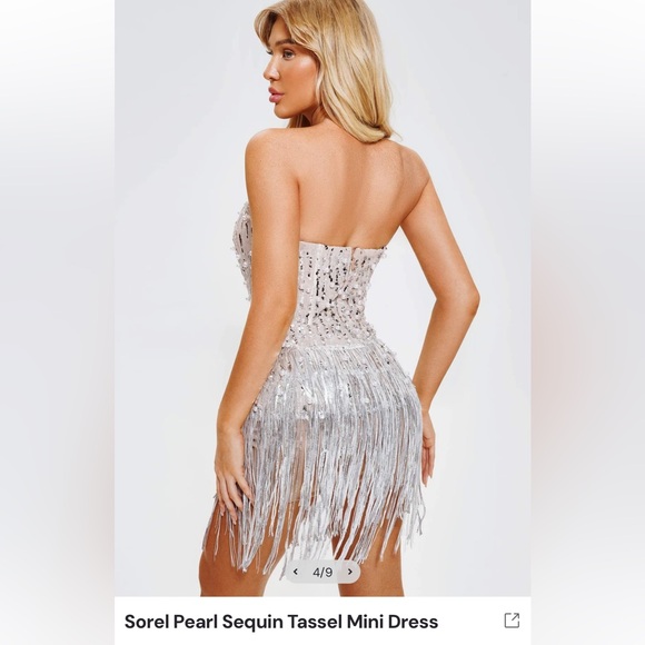 Bella Barnett Sorel Pearl Sequin Tassel Mini Dress - Picture 4 of 5